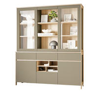 BUFFET Salbei grün, Eiche, Vitrinenschrank skandinavisch 164 x 195 cm, Soft-Close - Salbeigrün/Eichefarben, Glas/Holzwerkstoff (164/195/39cm) - Furn.Design