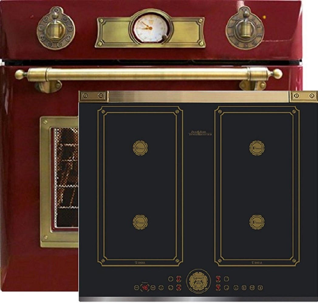 ELEKTRO Einbau Backofen 60 cm EH 6355 RotEm+KCT 6745 AD Induktionskochfeld 60 cm - Rot, Metall (59.4/59.4/57.5cm) - Kaiser Küchengeräte