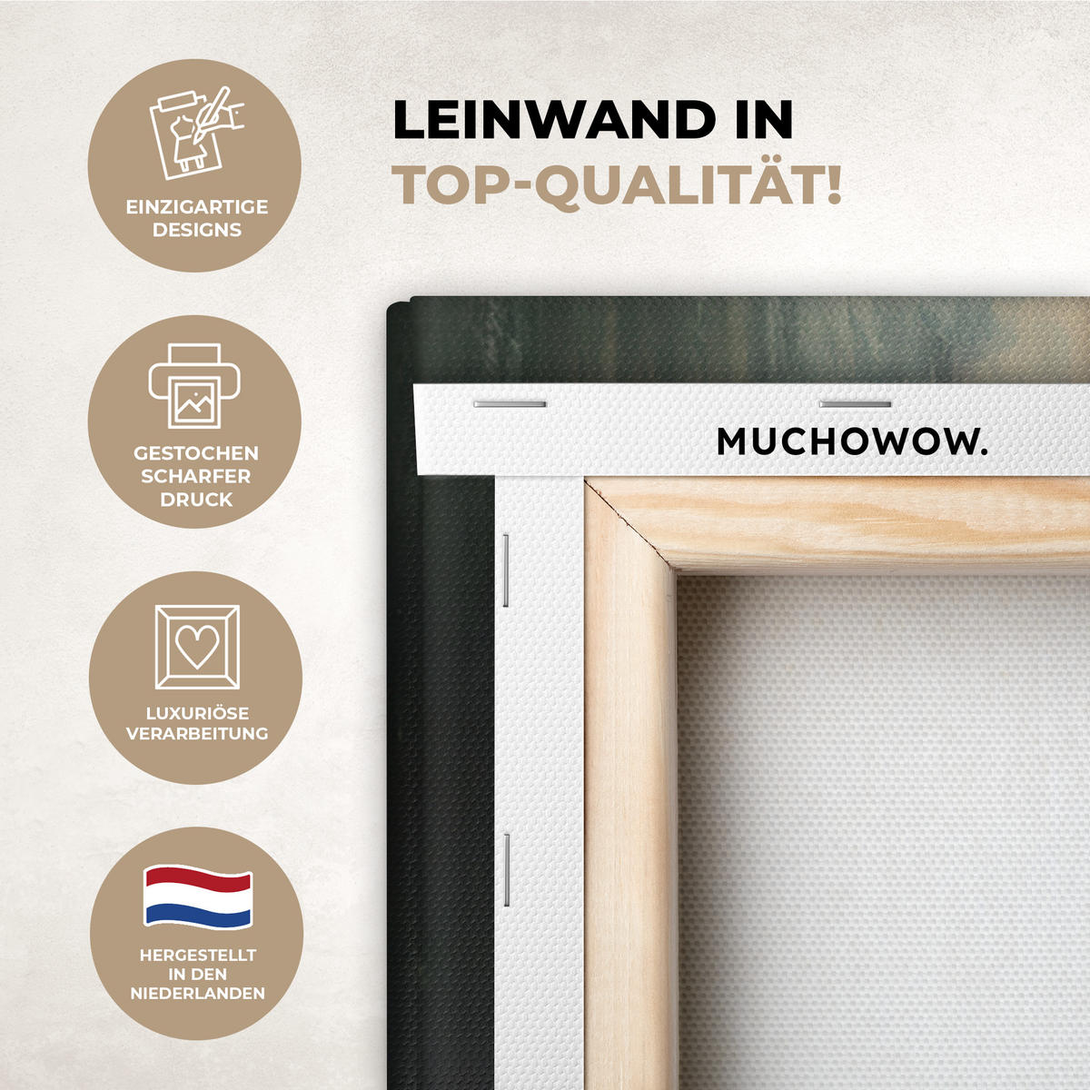 LEINWANDBILD Hirsch - Gemalt - Geweih - Braun Wohnzimmer Groß 120x80 cm - Haselnussfarben, Textil (120/80cm) - MuchoWow