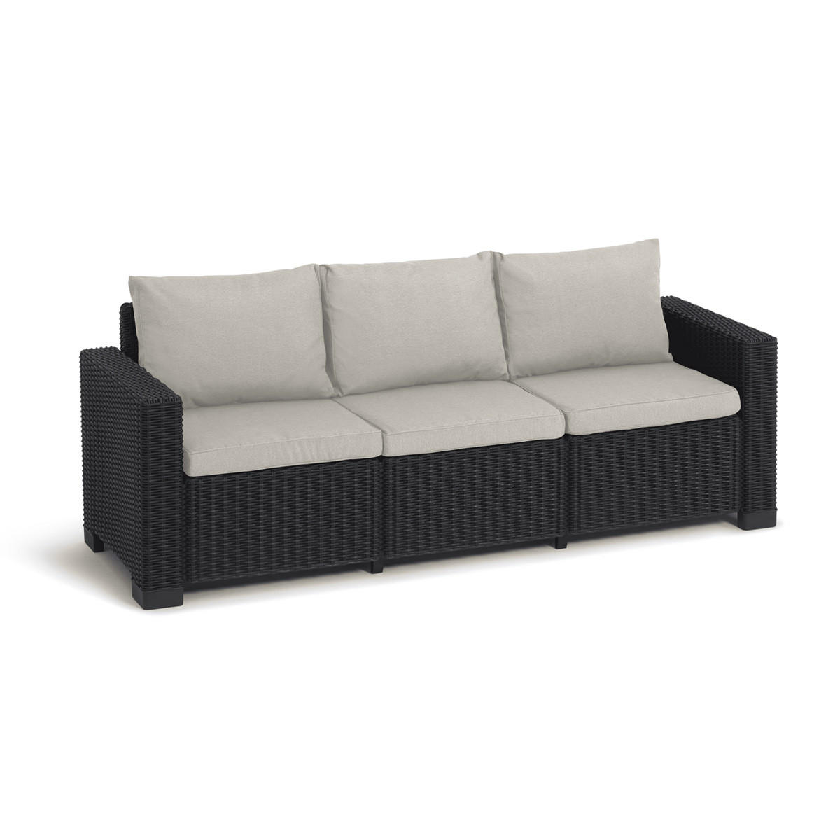 GARTENSOFA California anthrazit mit Kissen in Sand - Anthrazit, Textil (68/71.5/199cm) - Allibert