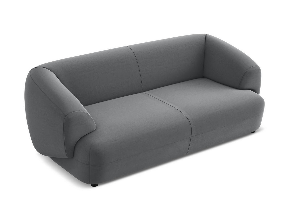 3-SITZER SOFA Samt Stoff Grau - Dunkelgrau/Schwarz, Kunststoff/Textil (212/81/98cm) - Makamii