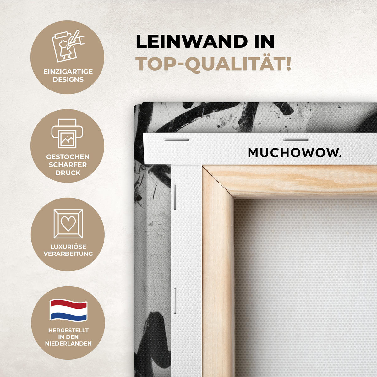 LEINWANDBILD Gesicht - Mund - Graffiti - Schwarz Deko Schlafzimmer 30x20 cm - Schwarz, Textil (30/20cm) - MuchoWow