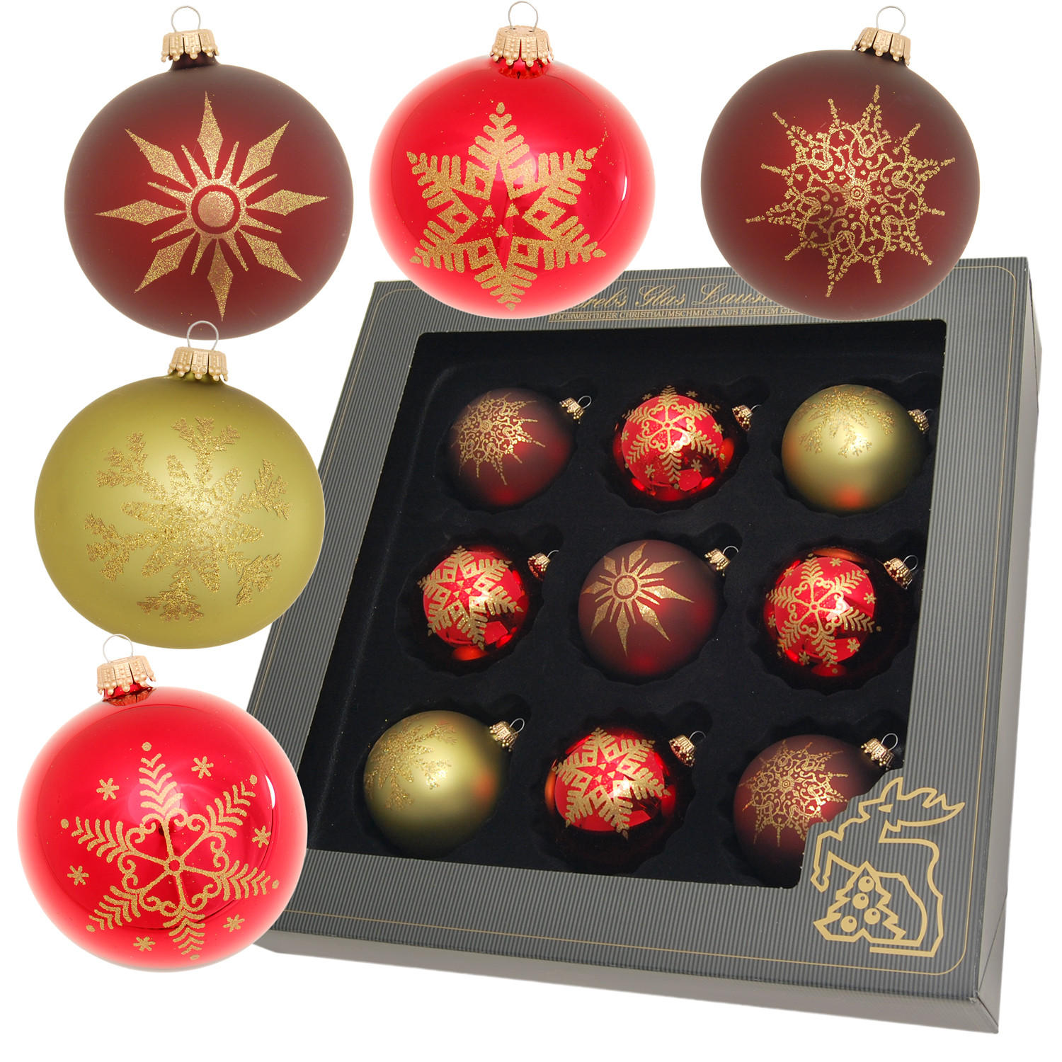 CHRISTBAUMKUGELN Set Weihnachten Mehrfarbig 8cm (Glas / 9 Stk.) - Multicolor, Glas (8/8/8cm) - Krebs Glas Lauscha