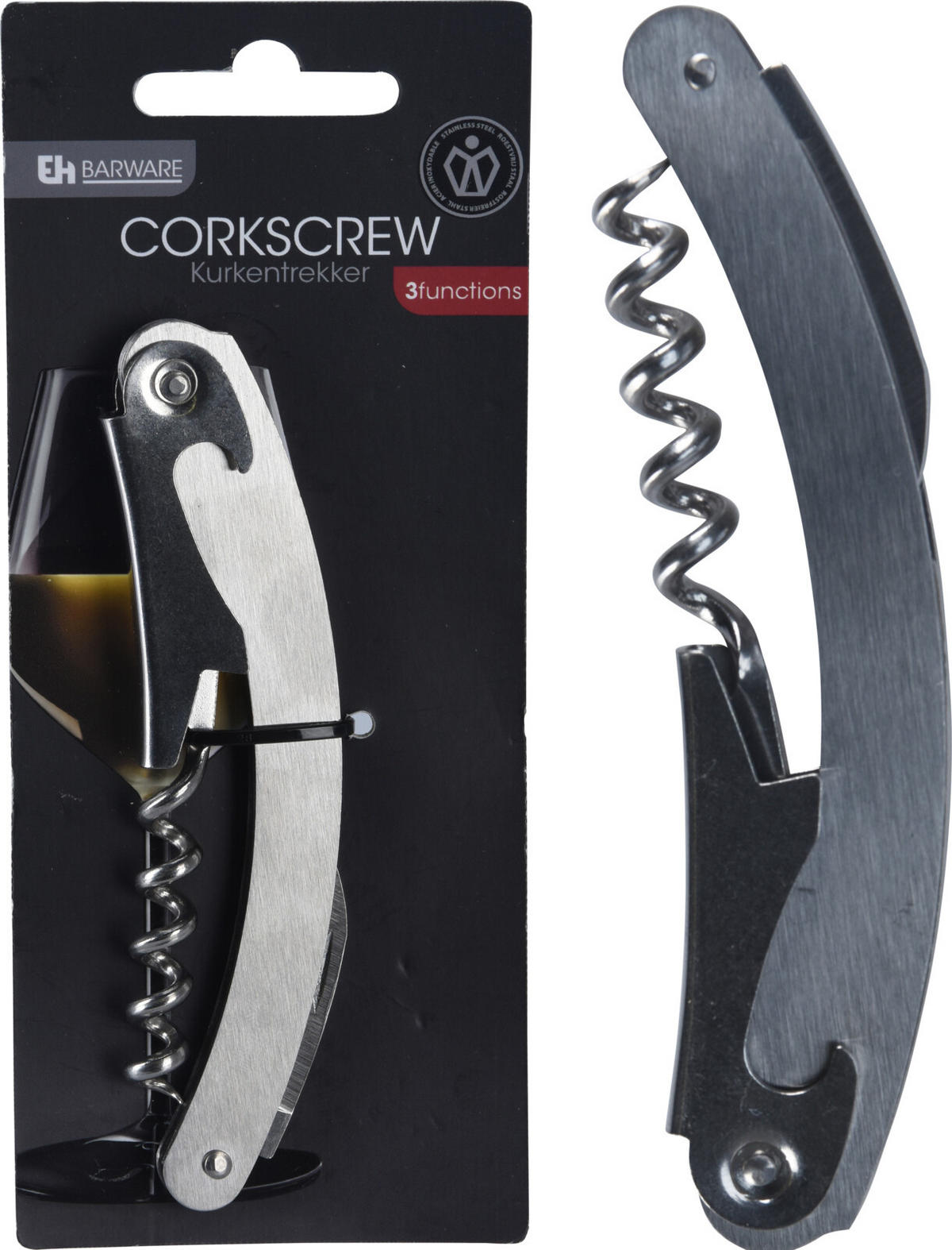 KORKENZIEHER Basic Silber 6.5/1/15.5 cm Metall - Silberfarben, Metall (6.5cm) - Mondex
