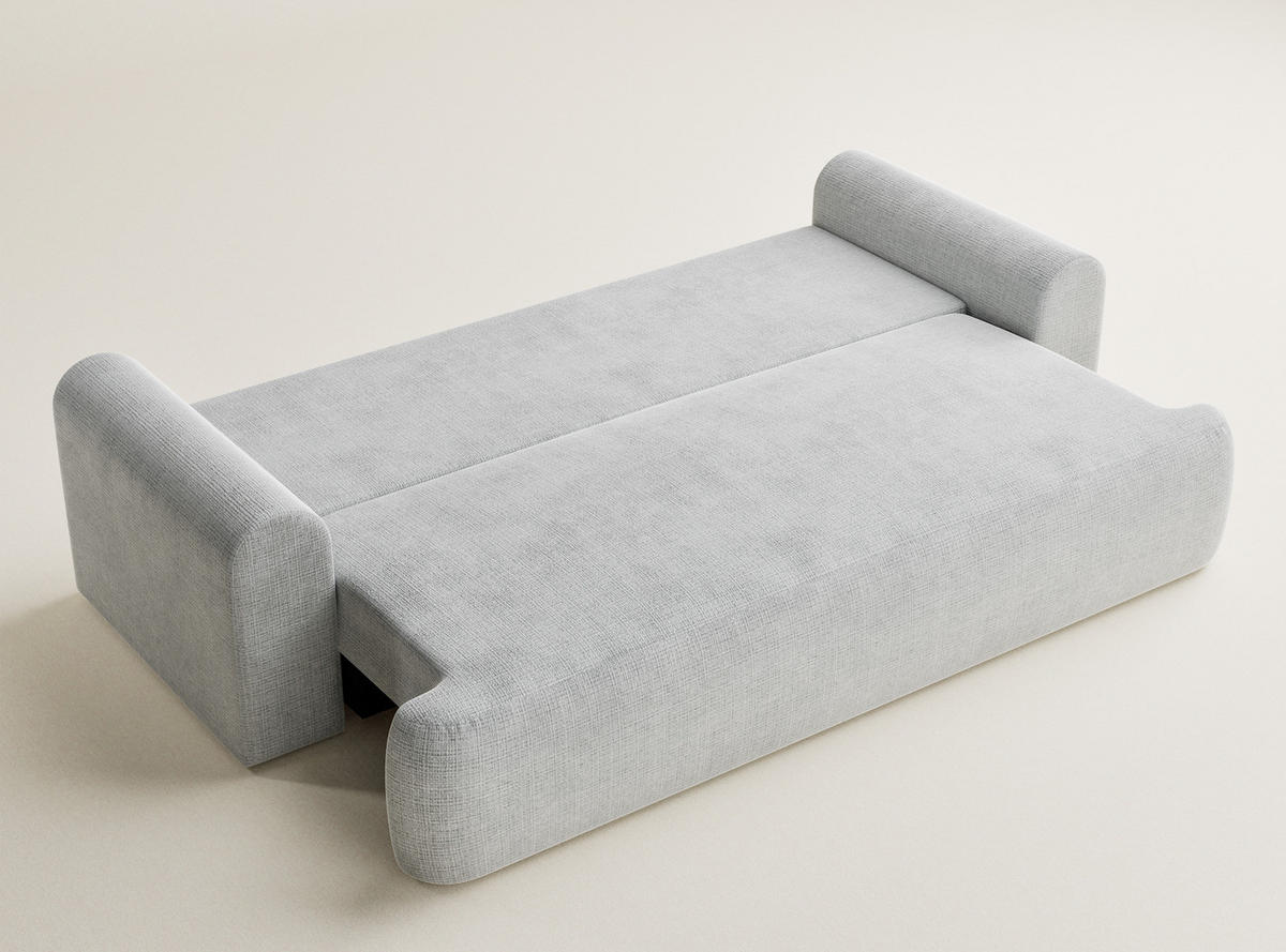 SOFA MIT SCHLAFFUNKTION Toluca Grau Chenille-Stoff - Schwarz/Grau, Holz/Holzwerkstoff (247/69/104cm) - Maison de Reve