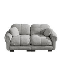 SOFA 190/86/90 cm in Hellgrau aus Chenille mit Steppnähten - Hellgrau, Textil (86/90/190cm) - Flora Grace