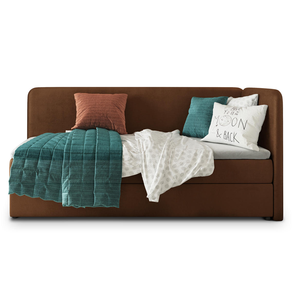 POSTEL BOXSPRING GINA 100x200 cm, s matrací a úložným prostorem, hnědá - hnědá, kompozitní dřevo/textil (100/200cm) - MASSENO