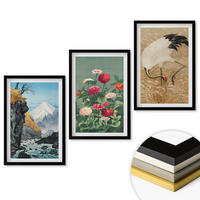 WANDBILDER 3er-Set - 40x60 cm Schwarzer Rahmen - Berglandschaft, Fluss, Blumen, Kraniche - Schwarz, Kunststoff (40/60cm) - ArtPrintCave