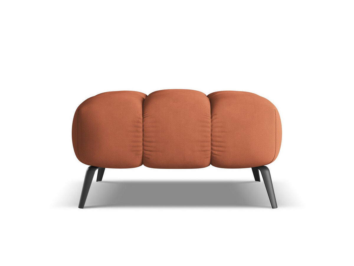POUF Chenille Stoff Orange - Terra cotta/Schwarz, Kunststoff/Textil (78/41/60cm) - Makamii