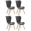 STUHL 4er Set Stoff hellgrau - Eukalyptusholzfarben/Hellgrau, Holz/Textil (50/88/63cm) - CLP
