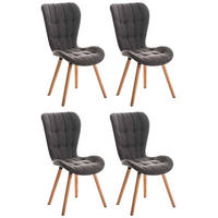 STUHL 4er Set Stoff hellgrau - Eukalyptusholzfarben/Hellgrau, Holz/Textil (50/88/63cm) - CLP