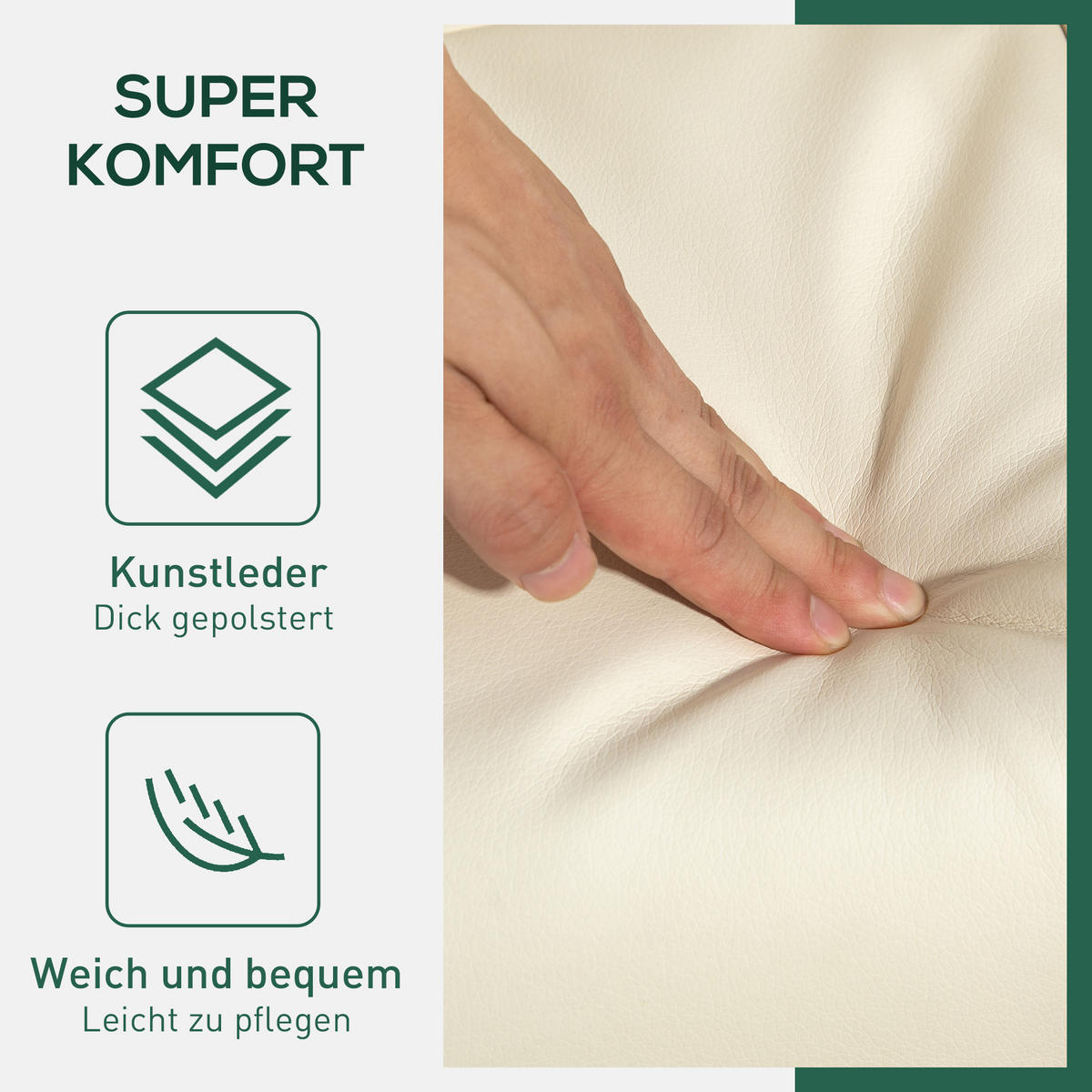 RELAXSESSEL mit Hocker, Stauraum, Fernsehsessel mit Liegefunktion, Cremeweiß - Creme/Braun, Holz/Kunststoff (86/99/80cm) - HOMCOM