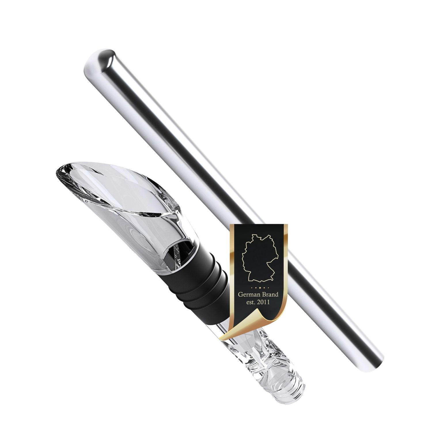 WEINKÜHLER Flaschenkühler Stab mit Ausgießer - Silberfarben, Metall (8.5/3.8cm) - Intirilife