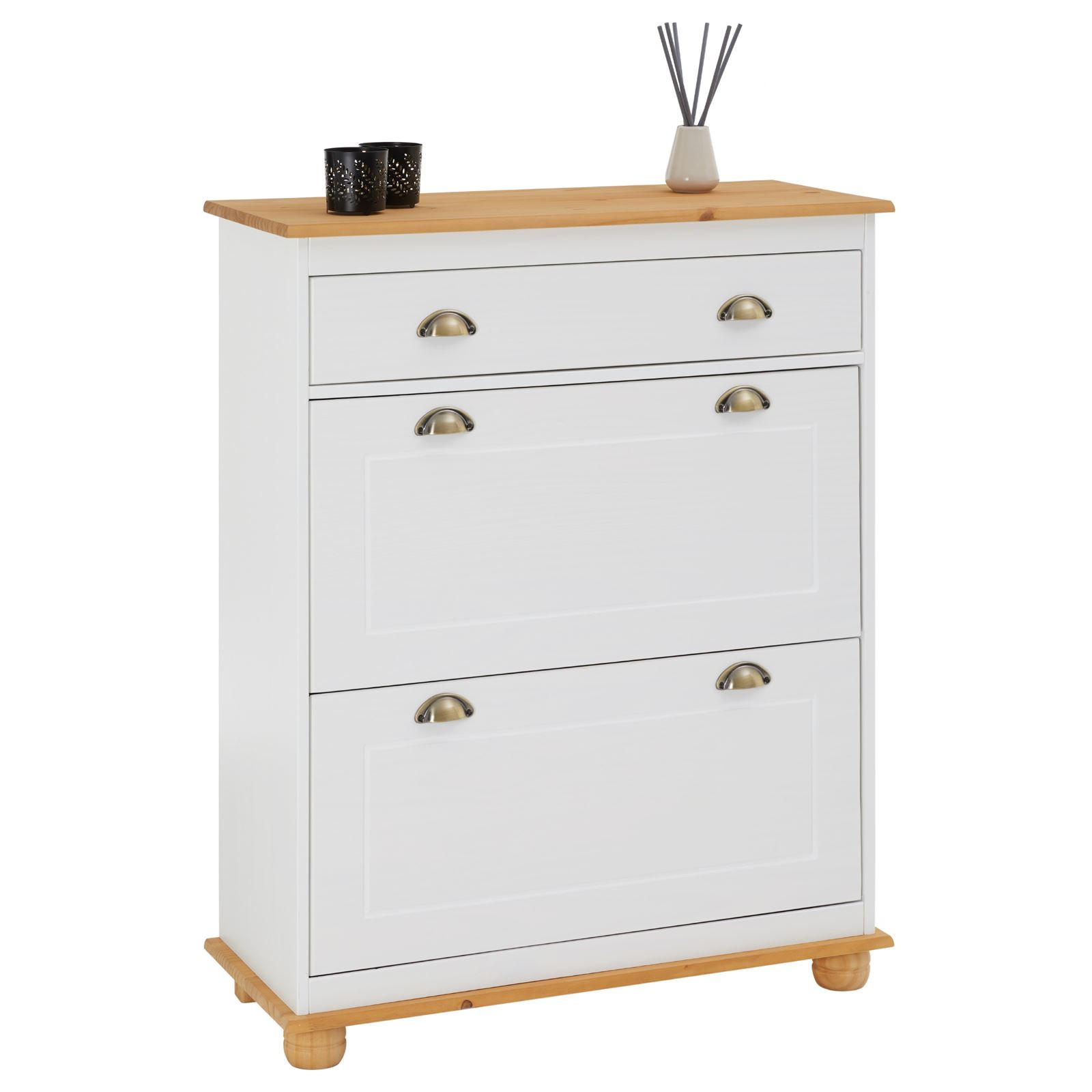 SCHUHSCHRANK COLMAR - Weiß/Braun, Holz (85/108/35cm) - IDIMEX