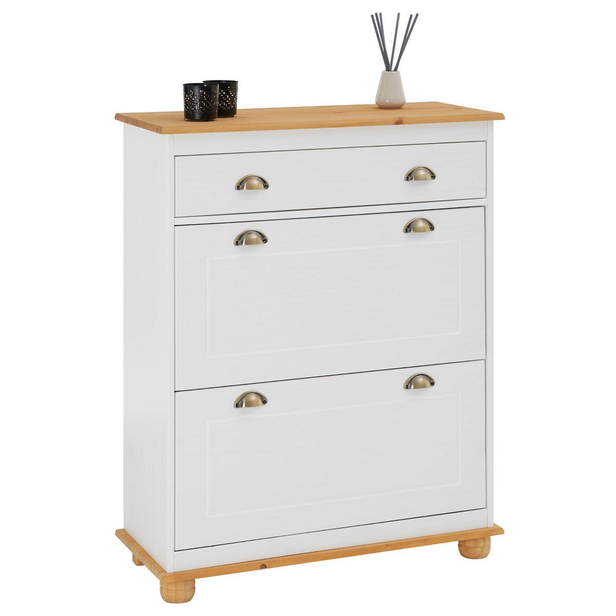 SCHUHSCHRANK COLMAR - Weiß/Braun, Holz (85/108/35cm) - IDIMEX