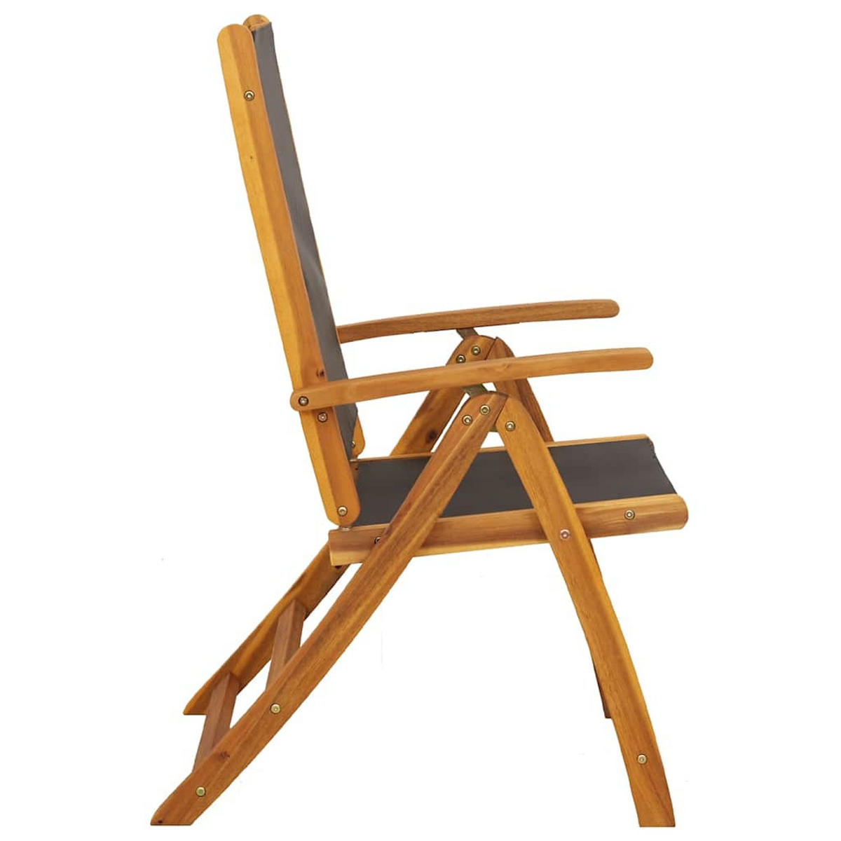 GARTENSTÜHLE 4er Set Klappbar Massivholz Akazie Und Textilene - Braun, Holz (57.5/109/72cm) - vidaXL