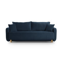 SOFA ausklappbar mit Bettkasten Elen aus strukturiertem Stoff marineblau 3 Sitzplätze - Blau, Textil (231/86/106cm) - Micadoni