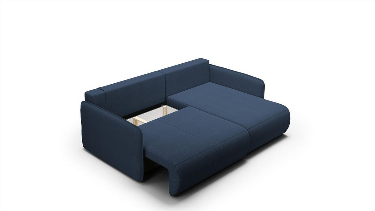 ECKSOFA Calgary - Dunkelblau, Holzwerkstoff/Textil (207/148cm) - Fun Möbel