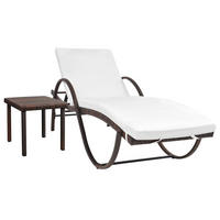 SONNENLIEGE mit Auflage & Tisch Poly Rattan Braun - Braun, Kunststoff (65/56/193cm) - furnicato