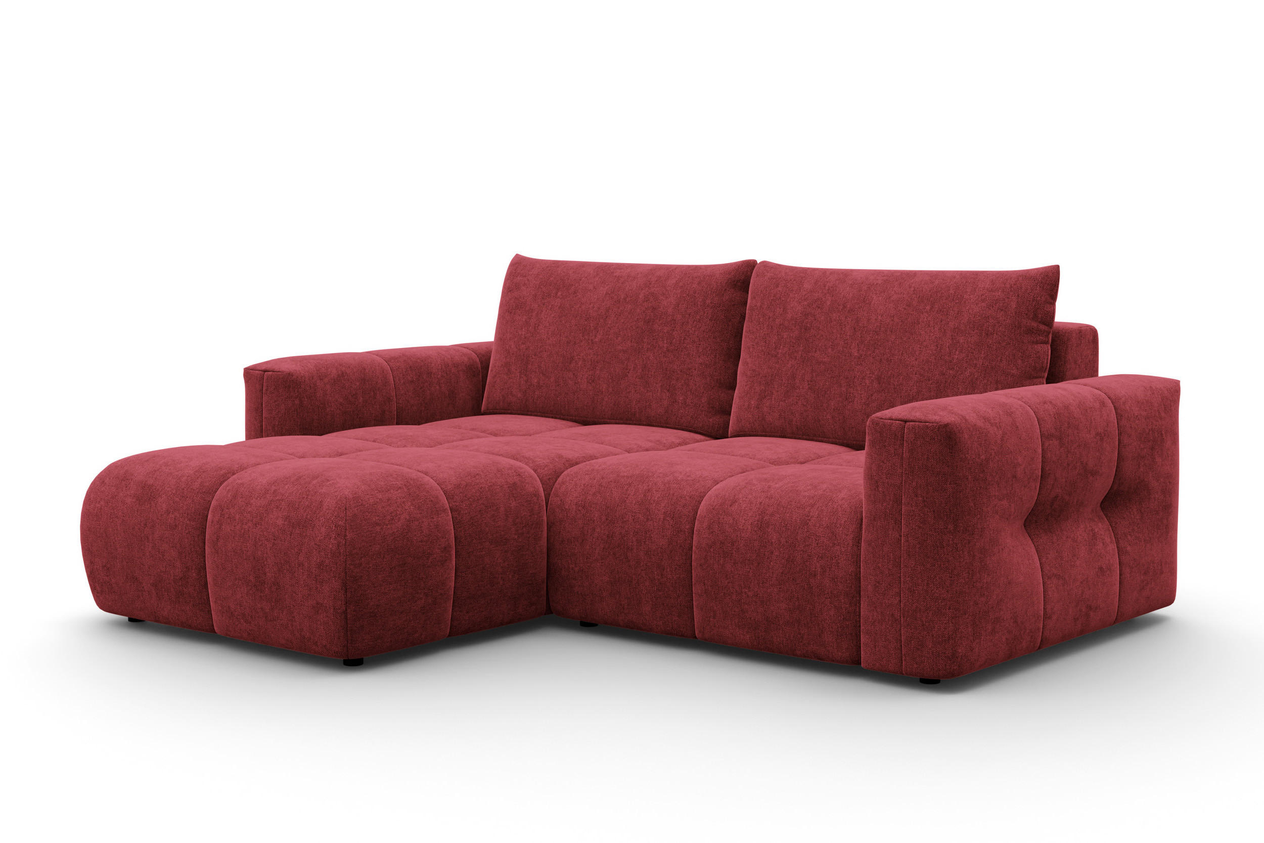 ECKSOFA VERONA 3-Sitzer links, Dunkelrot - Schwarz/Dunkelrot, Holz/Textil (224/173cm) - Courtois Laville