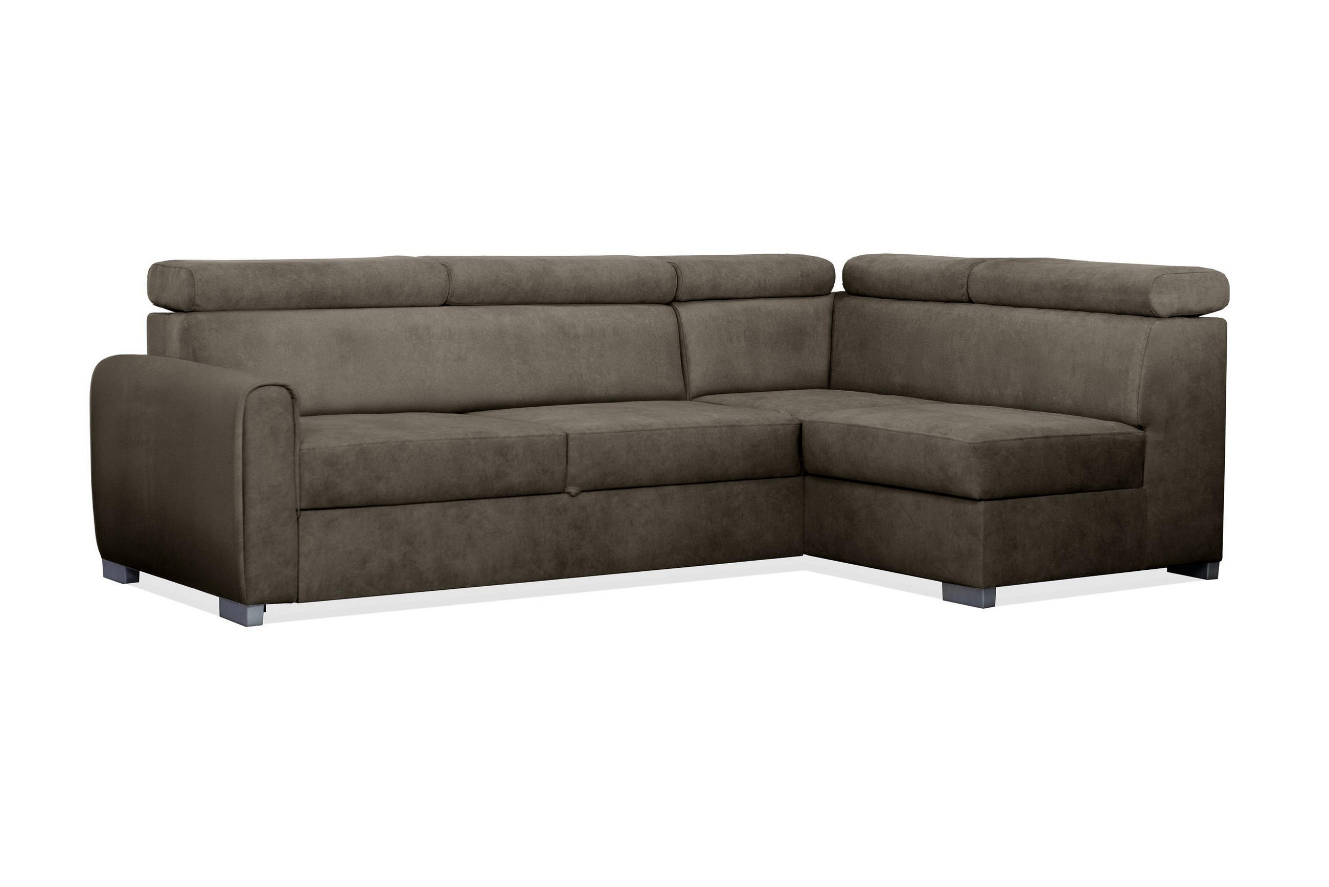 ECKSOFA Covo Braun, Gestepptes Ecksofa, rechte seite - Braun, Holzwerkstoff (253/156cm) - Bettso