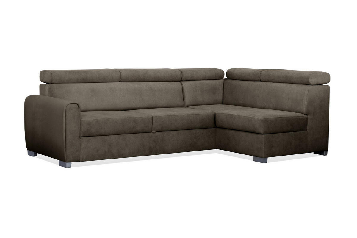 ECKSOFA Covo Braun, Gestepptes Ecksofa, rechte seite - Braun, Holzwerkstoff (253/156cm) - Bettso