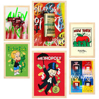 POSTER Set Mit 6 Ikonischer Andy Warhol New York Dollar A3 & A4 Rahmen Aus Hellem Holz - Beige, Papier (29/3cm) - Nacnic