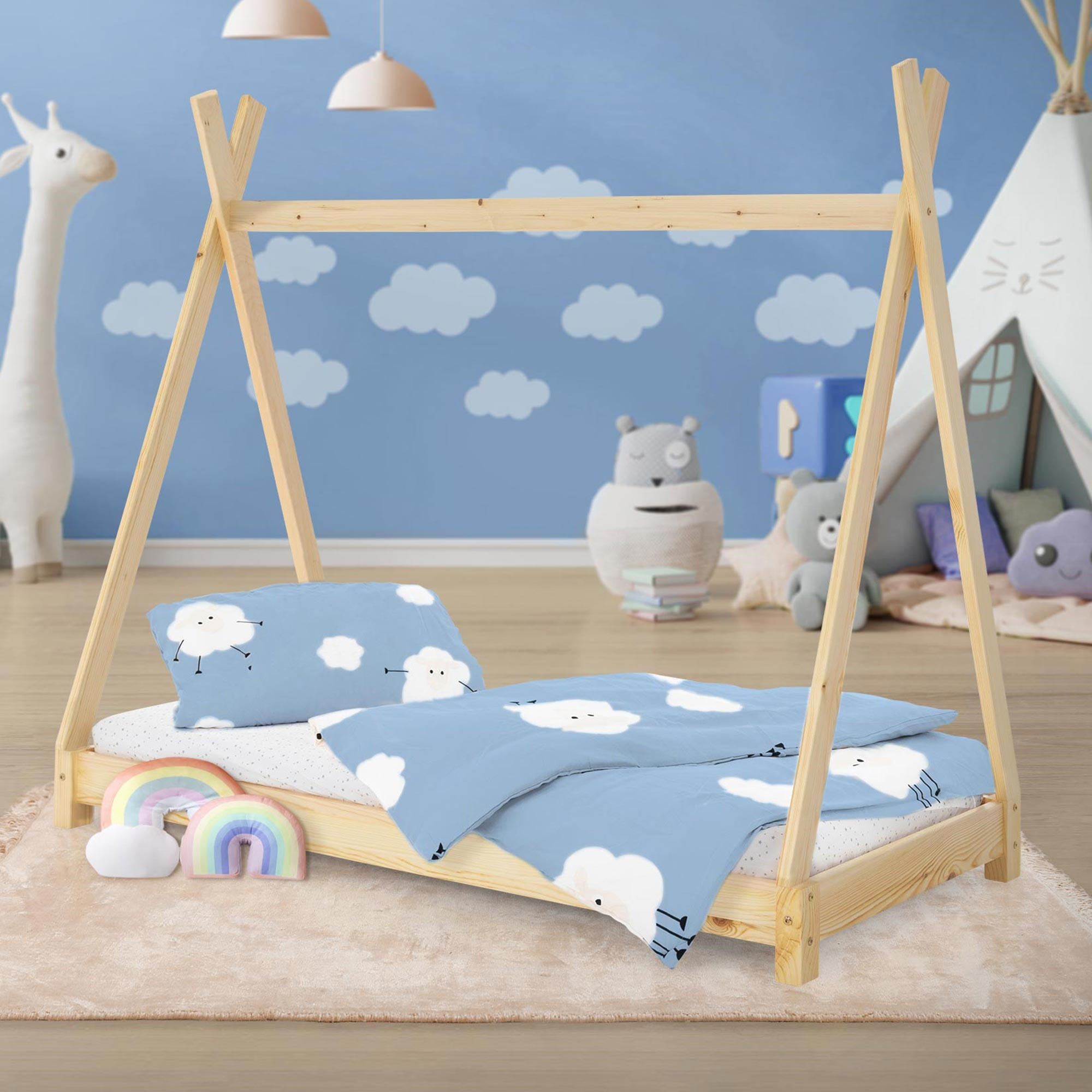 KINDERBETT Tipi 80x160 cm Natur - Naturfarben, Holz (80/160cm) - ML-DESIGN
