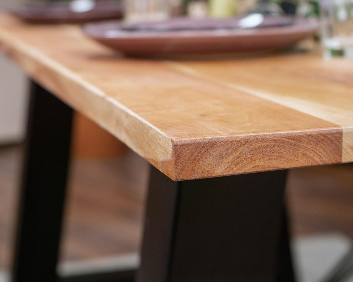 ESSTISCH PASCAL - Beige/Schwarz, Holz/Metall (100/200/77cm) - SAM