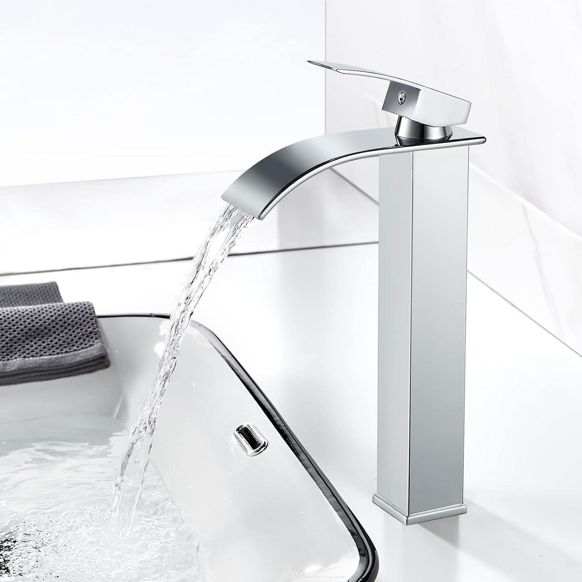 BADEZIMMERARMATUR mit Zulaufrohr, 30 x 15 cm, silber - Silberfarben, Metall (38/7.5/21cm) - Vallsero