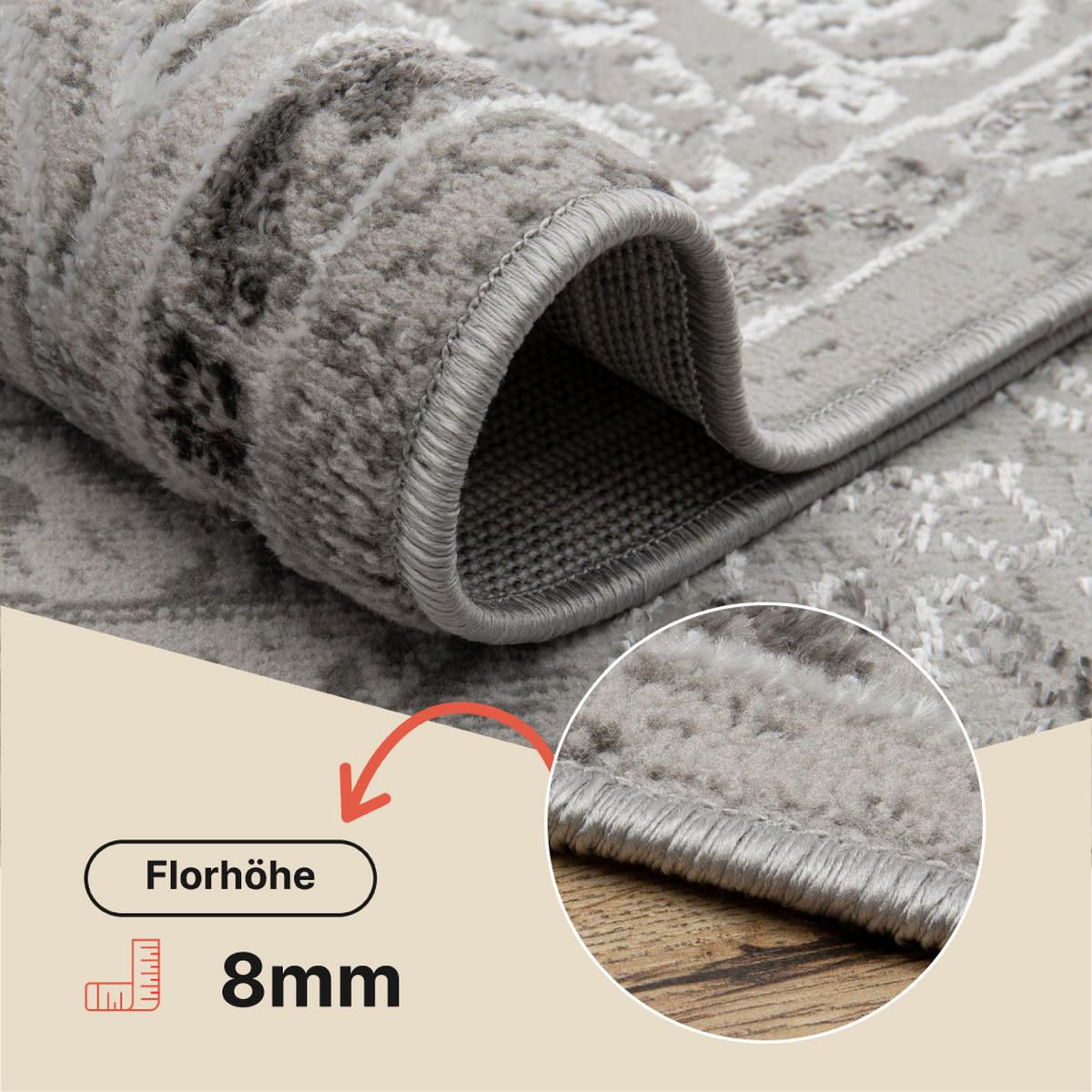 TEPPICH ARES Hellgrau 120/170 cm - Hellgrau, Textil (120/170cm) - Tapiso