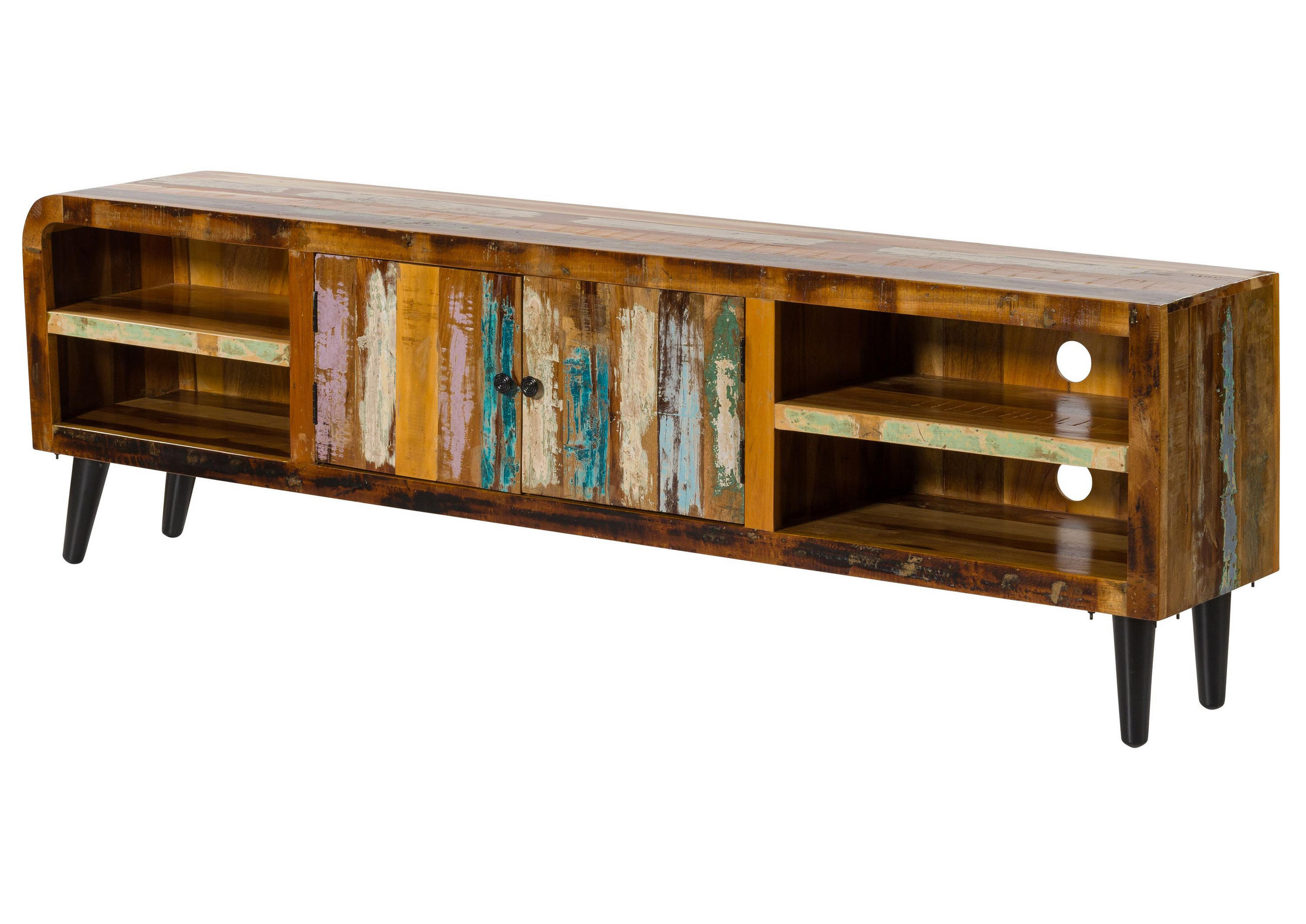 TV-BOARD Altholz 220x40x65 mehrfarbig lackiert SIXTIES #120 - Multicolor, Holz (220/65/40cm) - Massivmoebel24