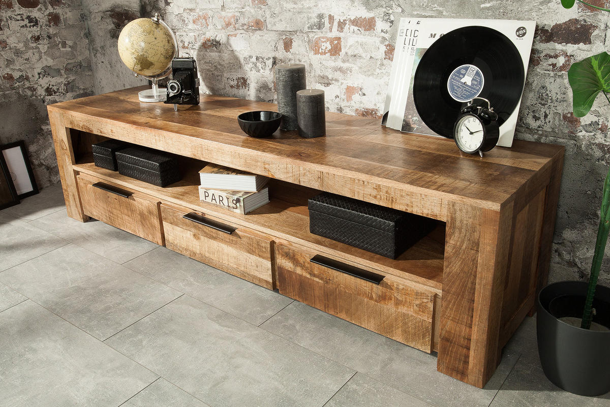 LOWBOARD IRON CRAFT Mango Natur 170 cm - Naturfarben, Holz/Metall (170/45/45cm) - riess-ambiente