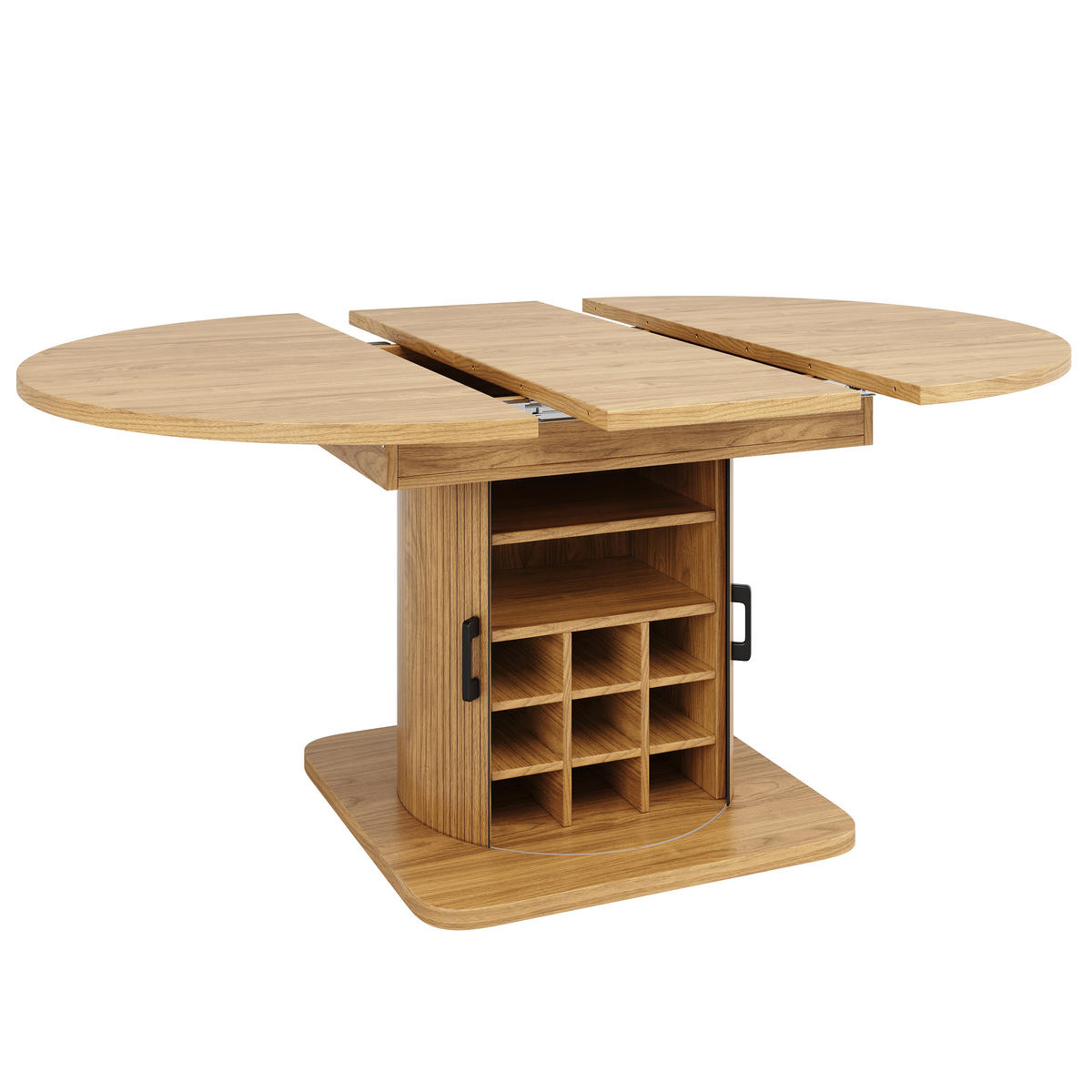 ESSTISCH in Naturbraun Ausziehbarer Küchentisch mit ausnehmbaren Einlegeböden für Esszimmer - Hellbraun/Schwarz, Holzwerkstoff/Metall (158/118/76cm) - STILVORA