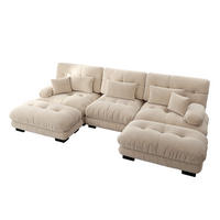 WOHNLANDSCHAFT Chenille Hellbraun mit Ottomans - Hellbraun, Textil (313/81/145cm) - WISHDOR
