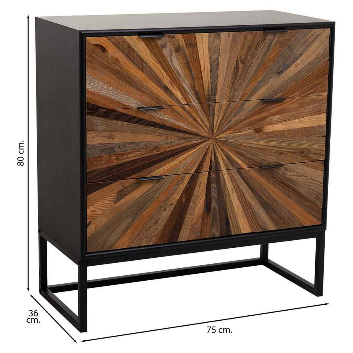 KOMMODE aus Holz 75x36x80 braunem - Schwarz, Metall (36/75/80cm) - Wanderlust