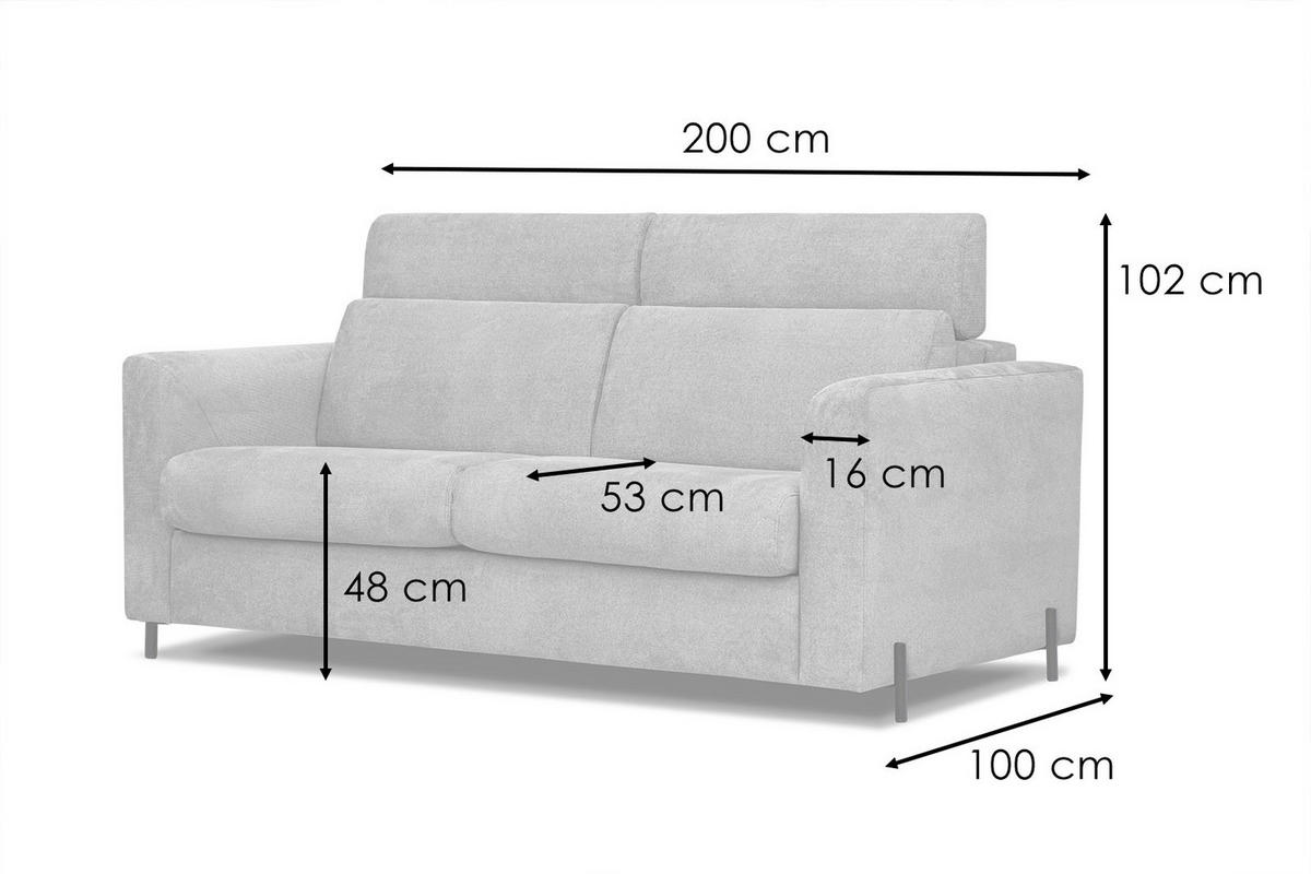 SOFA MEZO 3-Sitzer mit Schlaffunktion, ecru - Ecru/Schwarz, Holz/Textil (232/90/107cm) - Courtois Laville