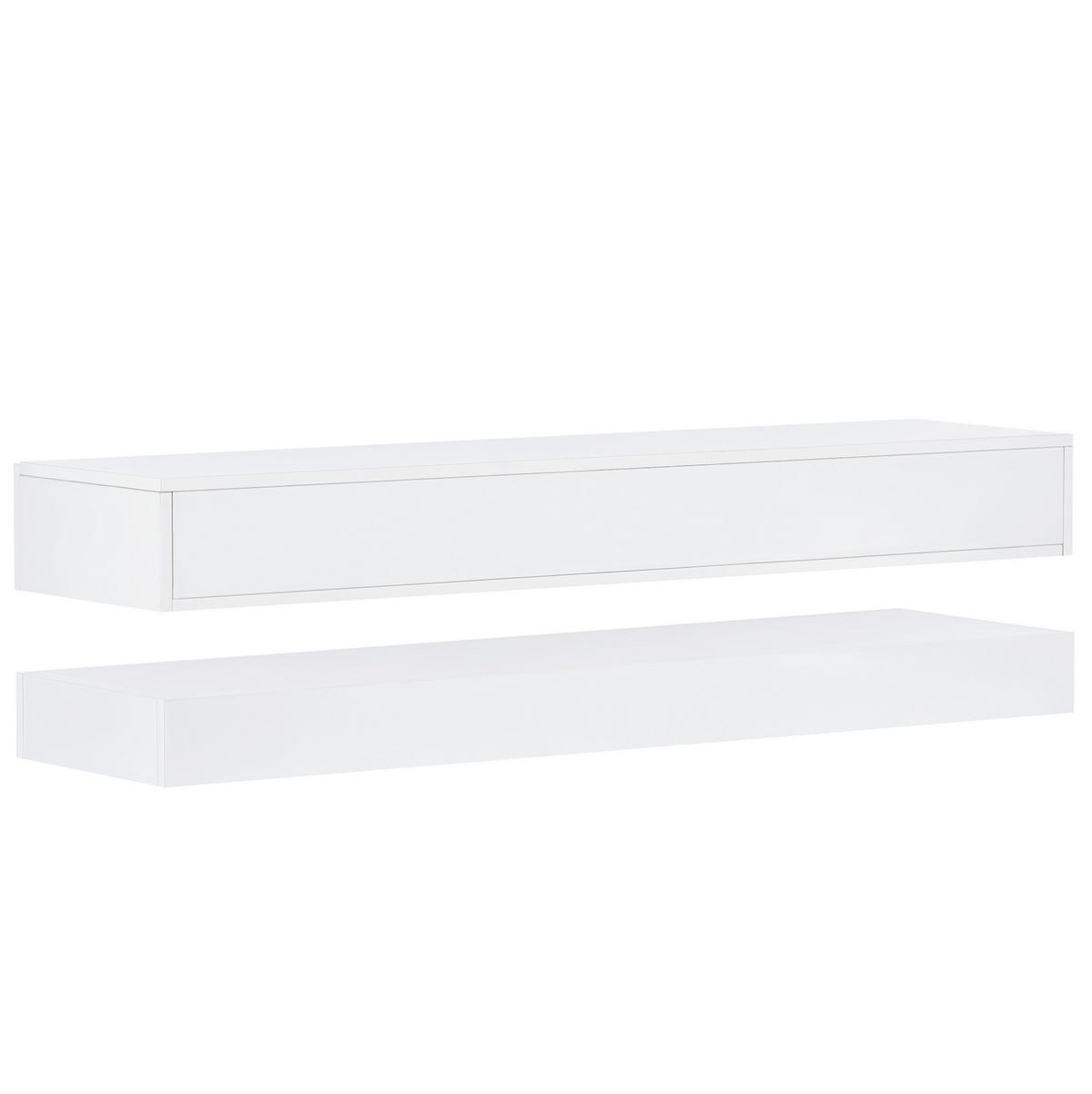 TV-LOWBOARD aus MDF 130x33x15 cm Weiß wandhängend mit LED-Beleuchtung, 4 Schubladen und Bluetooth-App-Steuerung - Weiß, Holzwerkstoff (130/15/33cm) - Modfu