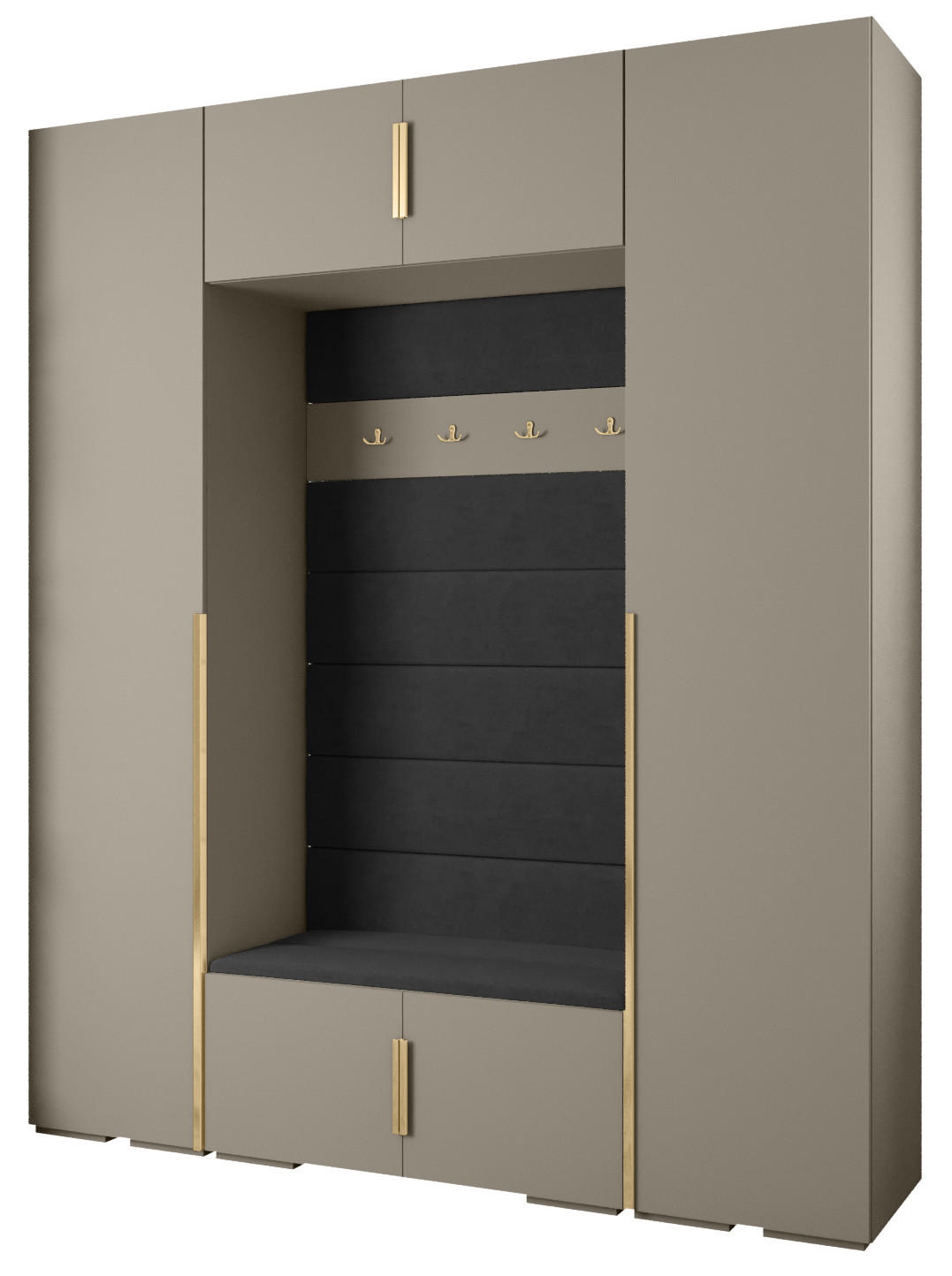 Abiks Möbel Garderoben-Set Kaschmir, Schwarz, Gold 200x236.7x47 cm