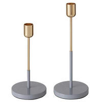 KERZENHALTER Telmo 2er-Set - Grau, Metall (9/24/9cm) - Boltze Home