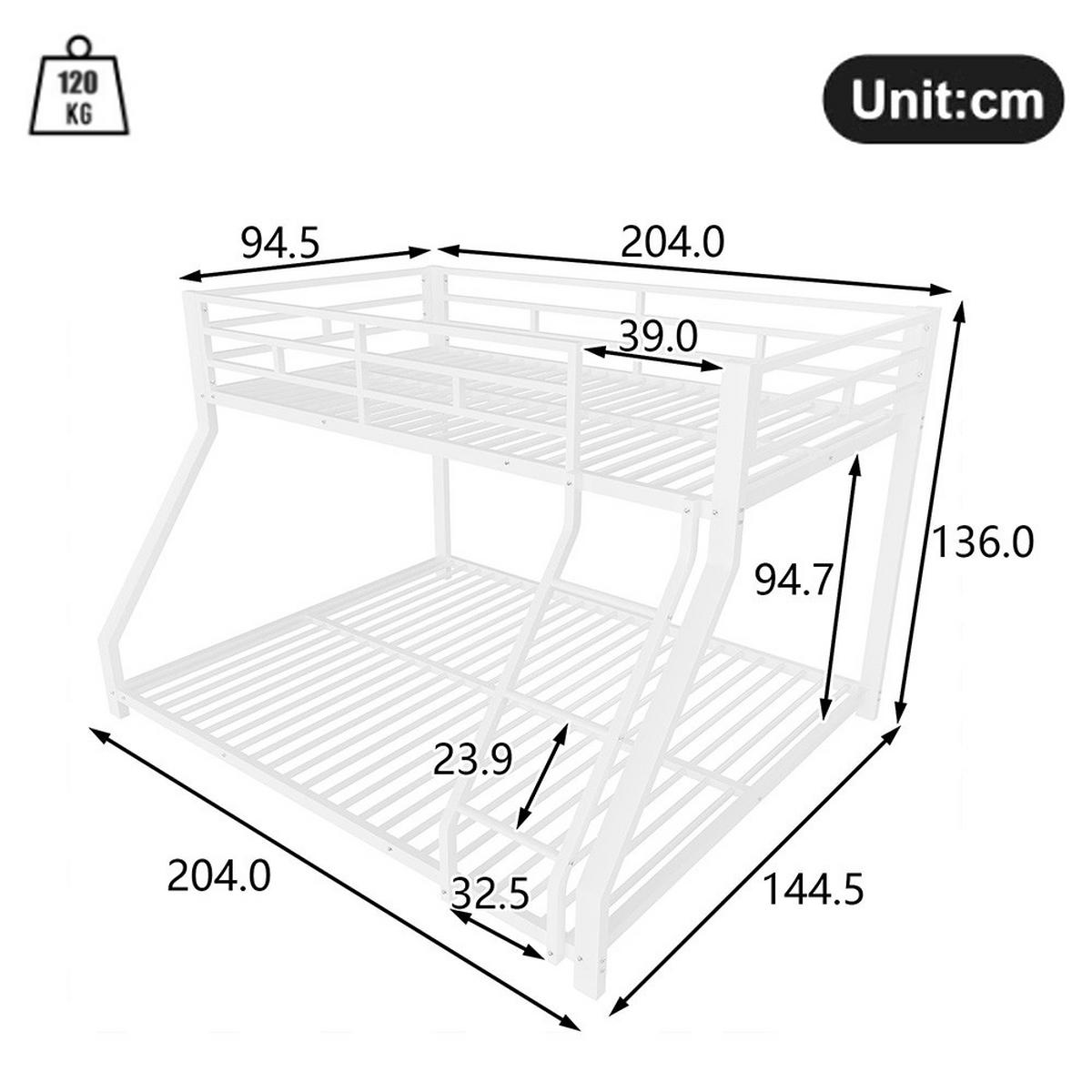 ETAGENBETT 90x200cm +140x200cm in Weiß Metall - Weiß, Metall (140/200cm) - KOMHTOM