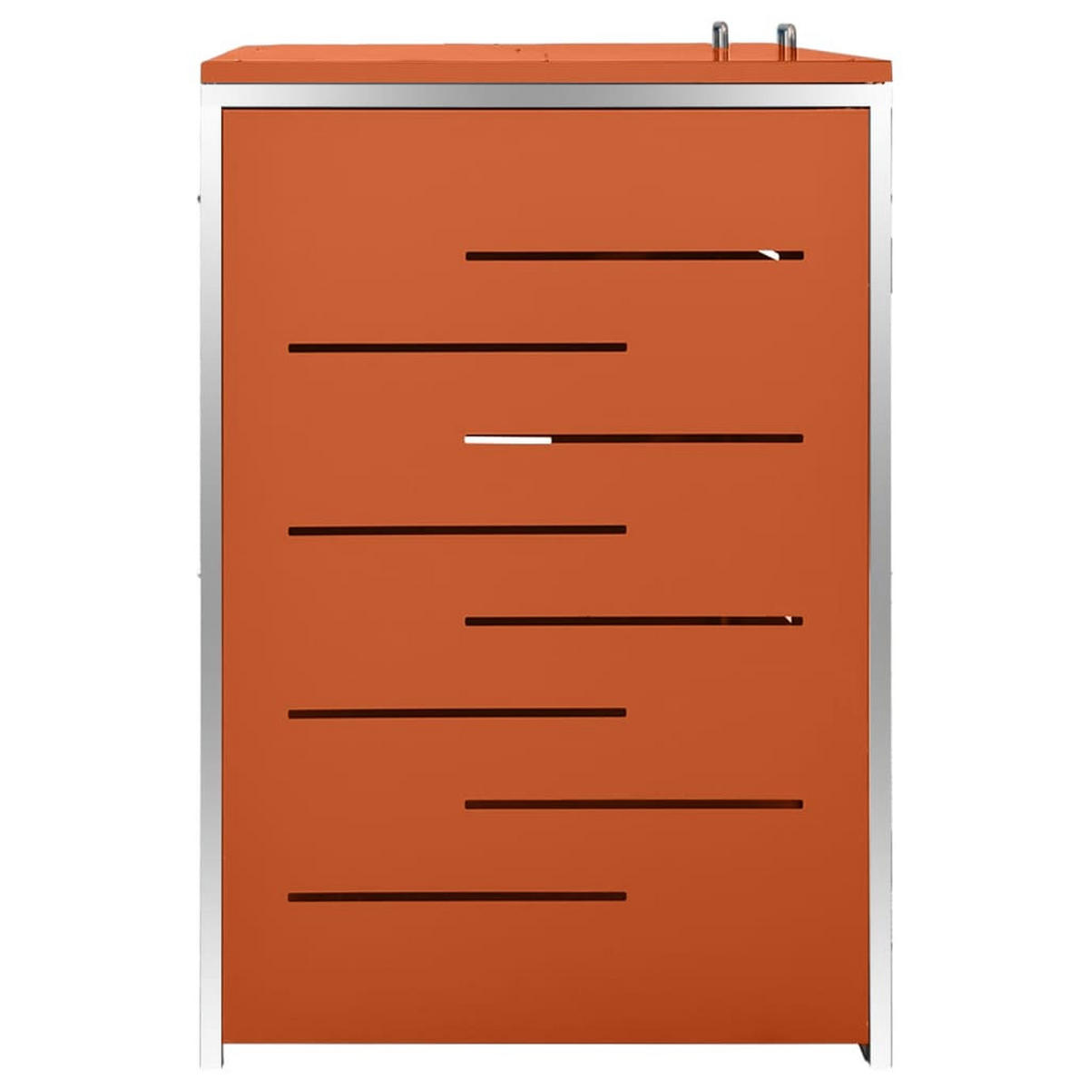2ER Mülltonnenbox JAGU Edelstahl | Orange | 115,5x138x77,5cm | Für 2 Tonnen 240L - Orange, Metall (138/115.5/77.5cm) - DELUKE