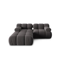 MODULARES-SOFA Bellis aus Samt dunkelgrau 3 Sitzplätze - Dunkelgrau, Textil (188/63/188cm) - Micadoni