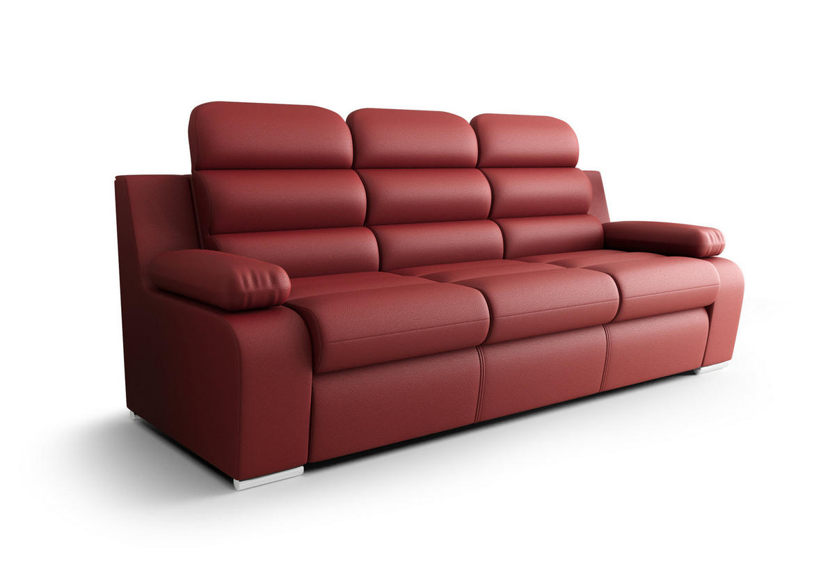 SCHLAFSOFA KONGO 02, Sofa mit Schlaffunktion, Farbe: Rot, Kunstleder - Rot, Textil (238/103/96cm) - O-Sofa