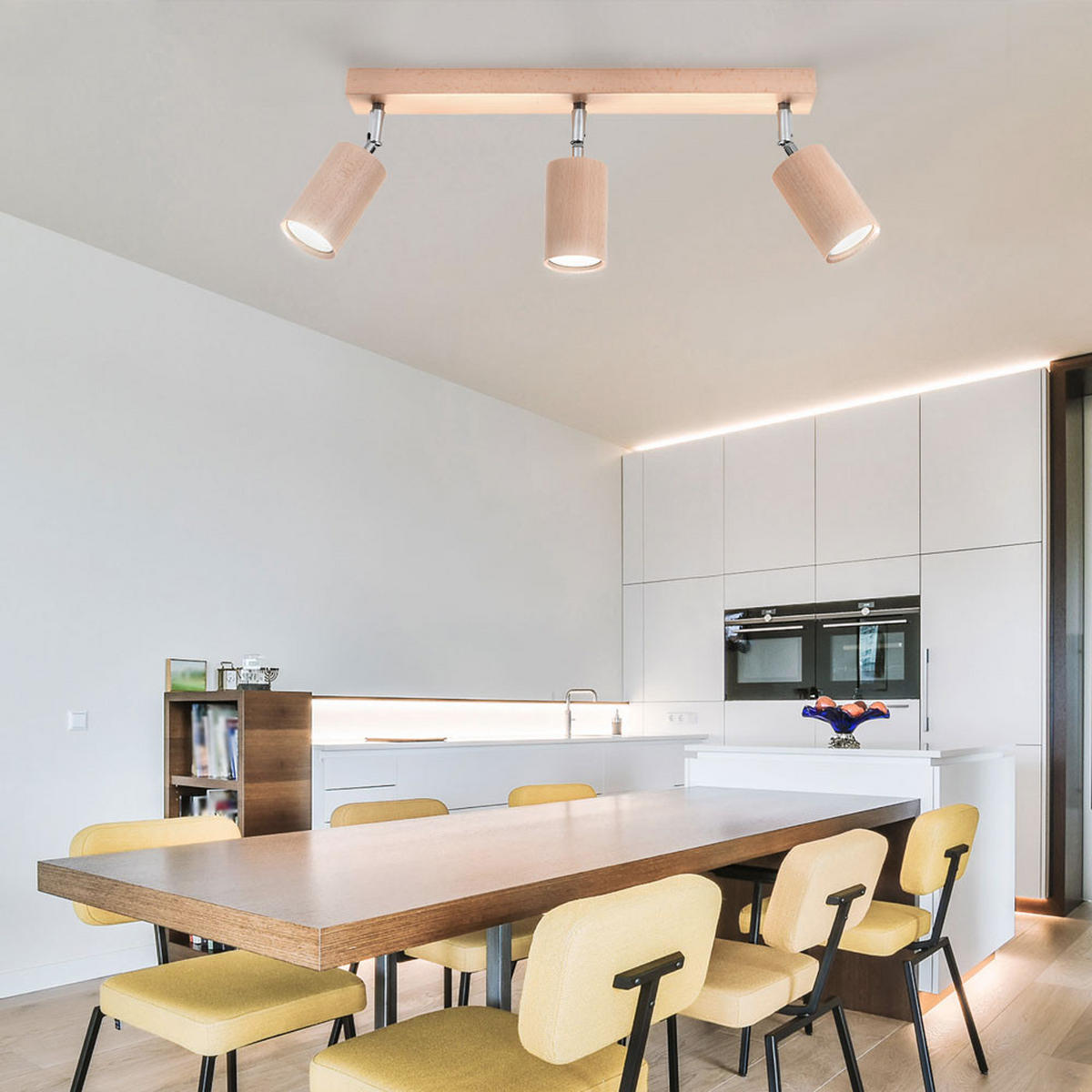 DECKENLEUCHTE Holz Braun verstellbare Spots - Braun, Holz (45/6/20cm)