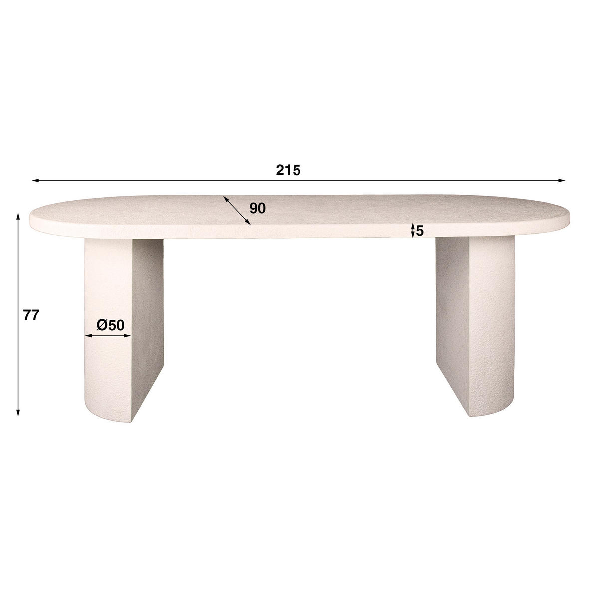 ESSZIMMERTISCH Arch Weiß 90/215/77 cm - Weiß, Stein (90/215/77cm) - Hoyz Collection