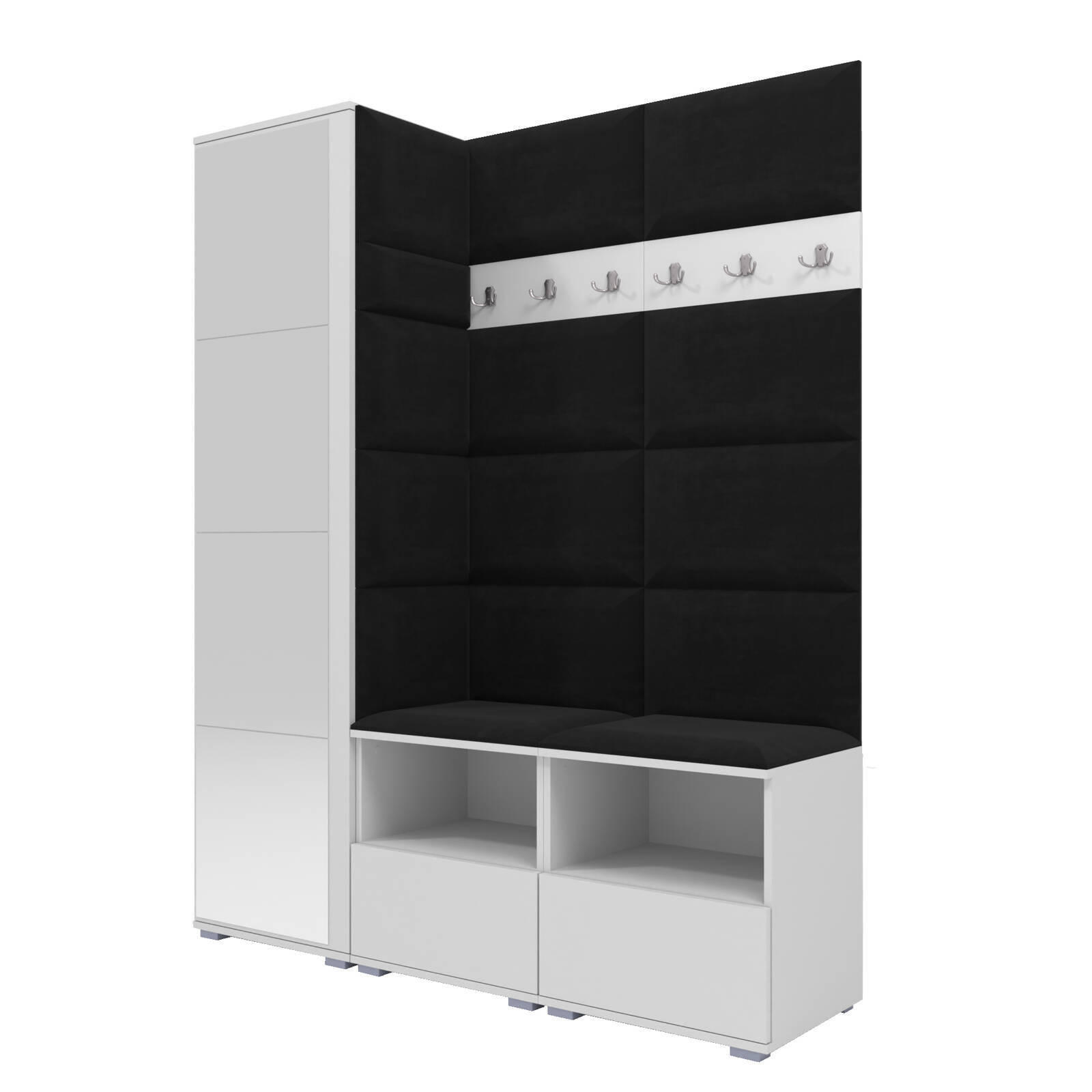 XXXLutz Garderoben-Set Weiß, Schwarz 150x187x40 cm