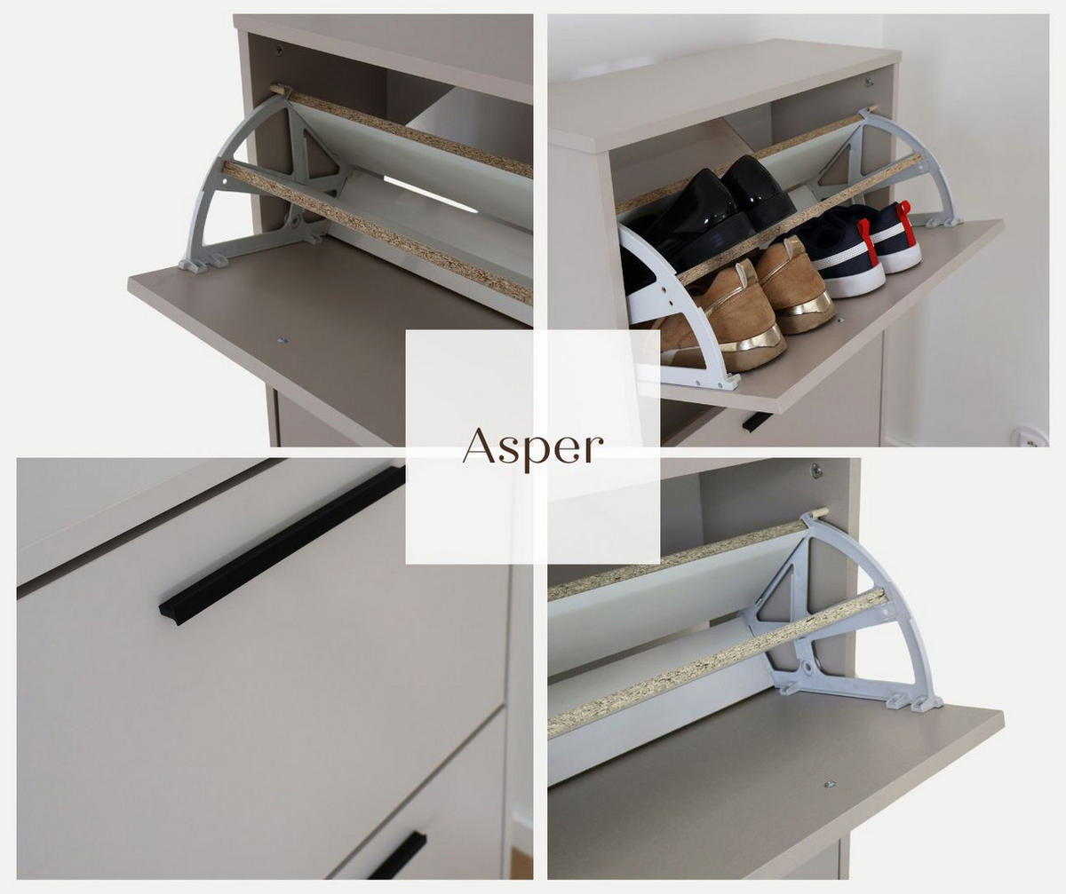 SCHUHSCHRANK Asper SCHUHSCHRANK Asper Schwarz - Schwarz, Holzwerkstoff (59/114.6/24cm) - Kier Furniture