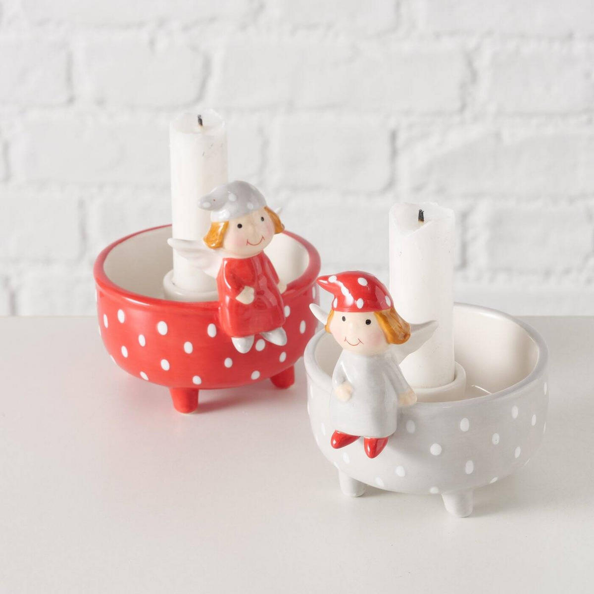 KERZENHALTER Engel Malena - Grau, Stein (9/10/10cm) - Boltze Home