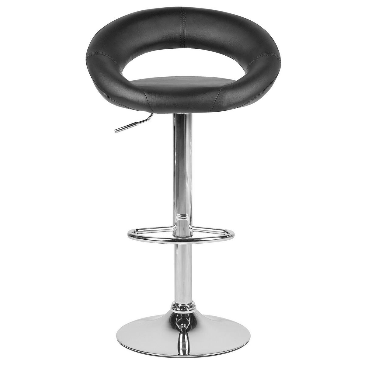 BARHOCKER 2er-Set Kunstleder Schwarz Peoria - Schwarz, Textil/Metall (54/101/40cm) - Beliani